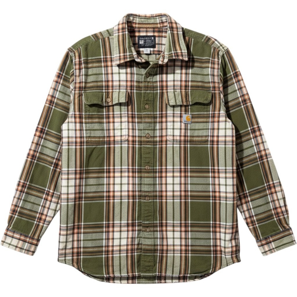 Carhartt Flannel Shirt Large Green Plaid Loose Fit TW4451-M Gorpcore